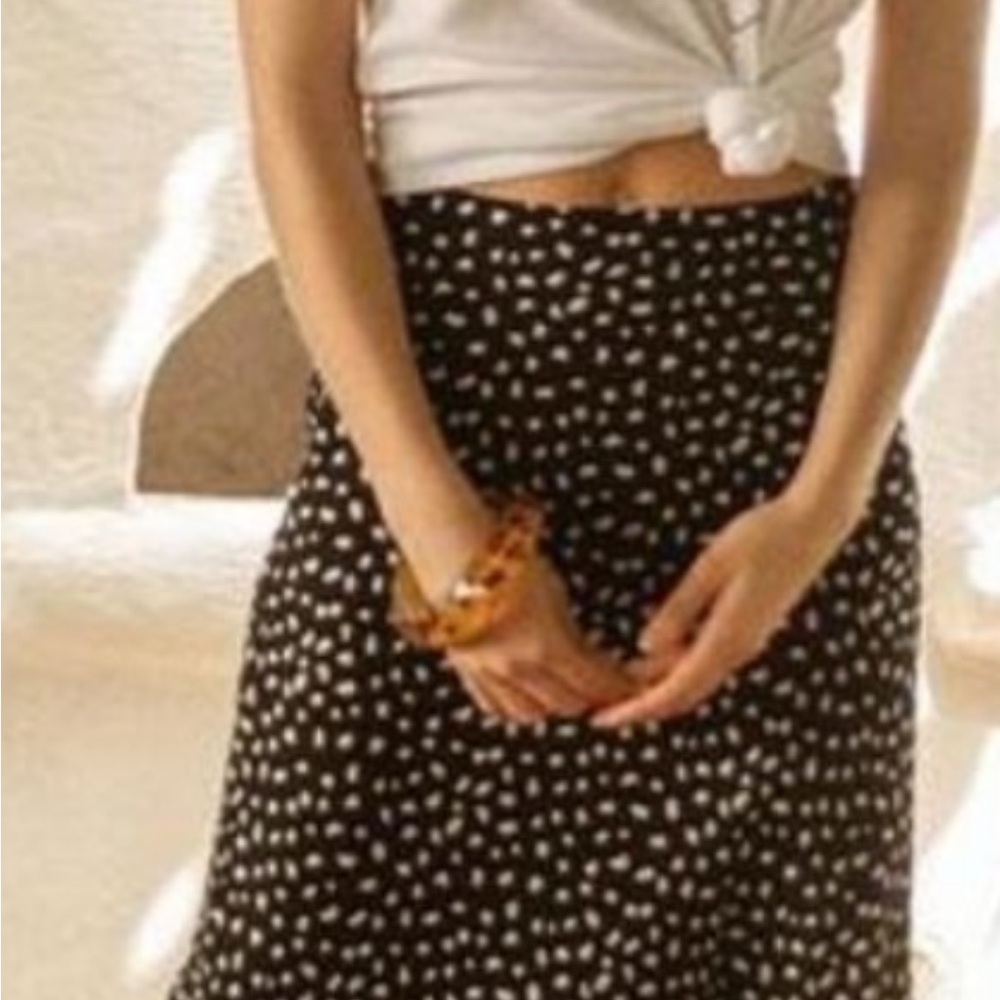 Rails Anya Silky Black and White Polka Dot Midi Slip Skirt